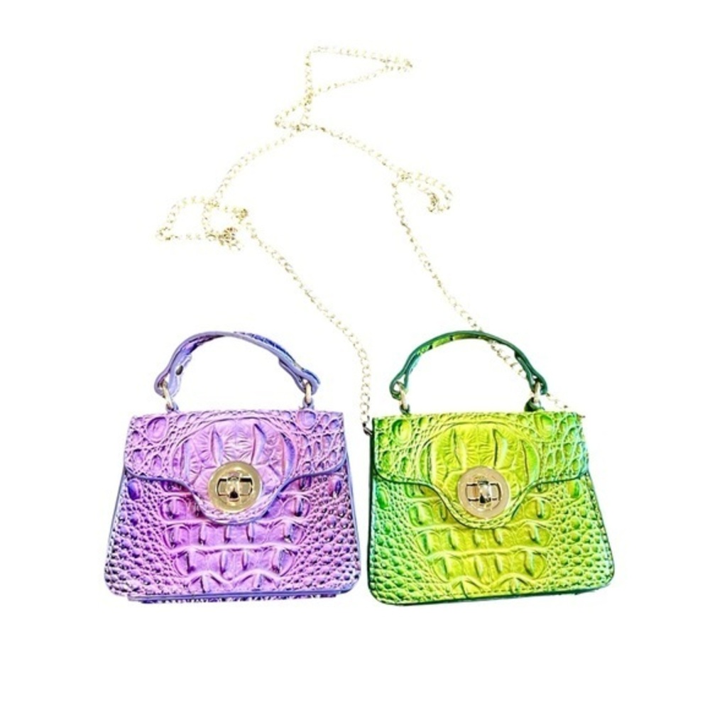 Vibrant Mini Croc-Embossed Handbag Duo